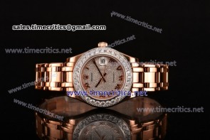 Rolex TriRO030 Datejust Pearlmaster 36mm Diamonds Dial Diamonds Bezel Full Rose Gold Watch (BP)