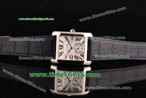 Cartier Tank MC W5330003 White Dial Black Leather Steel Watch