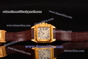 Cartier TriCAR89044 Santos 100 Medium White Dial Yellow Gold Watch