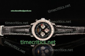 Breitling TriBRL89060 Navitimer GMT Chrono Black Dial Steel Watch