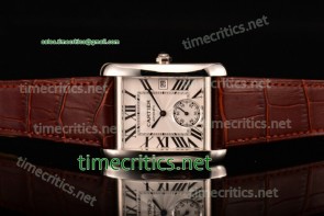 Cartier TriCAR89092 Tank MC White Dial Brown Leather Steel Watch