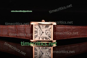 Cartier TriCAR89093 Tank MC White Dial Brown Leather Rose Gold Watch