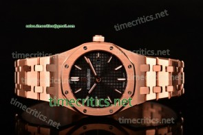 Audemars Piguet TriAP89209 Royal Oak Lady 33mm Black Dial Full Rose Gold Watch (EF)