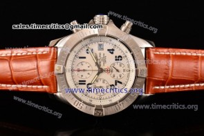 Breitling TriBRL89097 Avenger Seawolf Chronogrpah White Dial Brown Leather Steel Watch