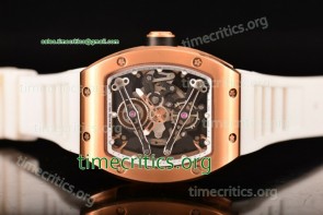 Richard Mille TriRM99113 RM 038 Skeleton Dial White Inner Bezel White Rubber Rose Gold Watch