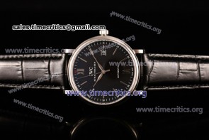 IWC TriIWC89139 Portofino Automatic Black Dial Black Leather Steel Watch