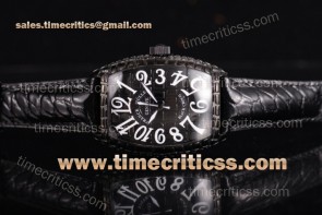 Franck Muller TriFM89007 Black Croco Black Dial Black Leather PVD Watch (BP)