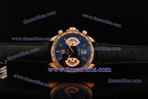 Tag Heuer TcrTHGC245 Grand Carrera Calibre 17 RS Black Dial Black Leather Strap Rose Gold Watch